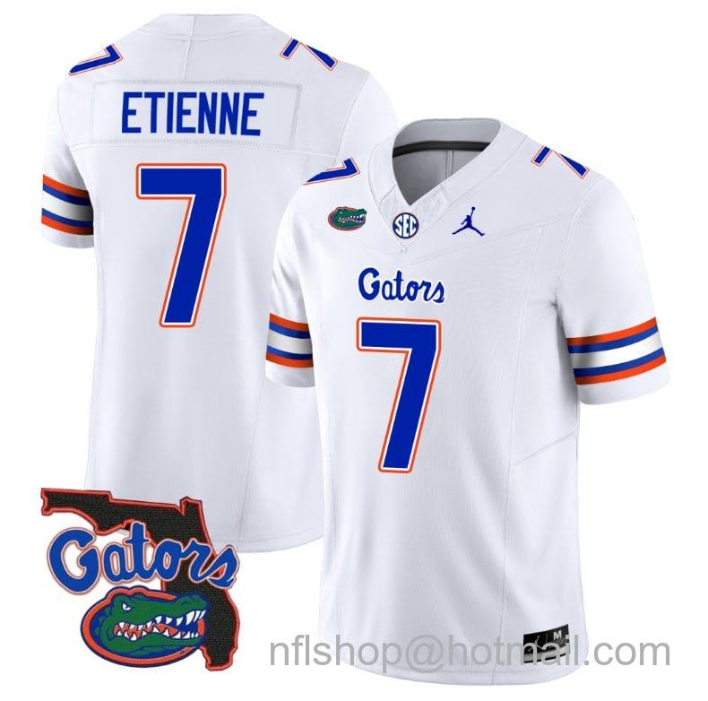 Men's Jordan Brand Trevor Etienne Jersey #7 Florida Gators Vapor Limited Florida Map College Football White