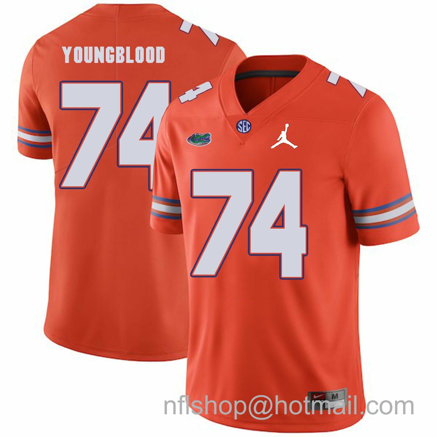 Men's Jordan Brand Florida Gators #74 Jack Youngblood NCAA Football Jersey Orange Logo Patch