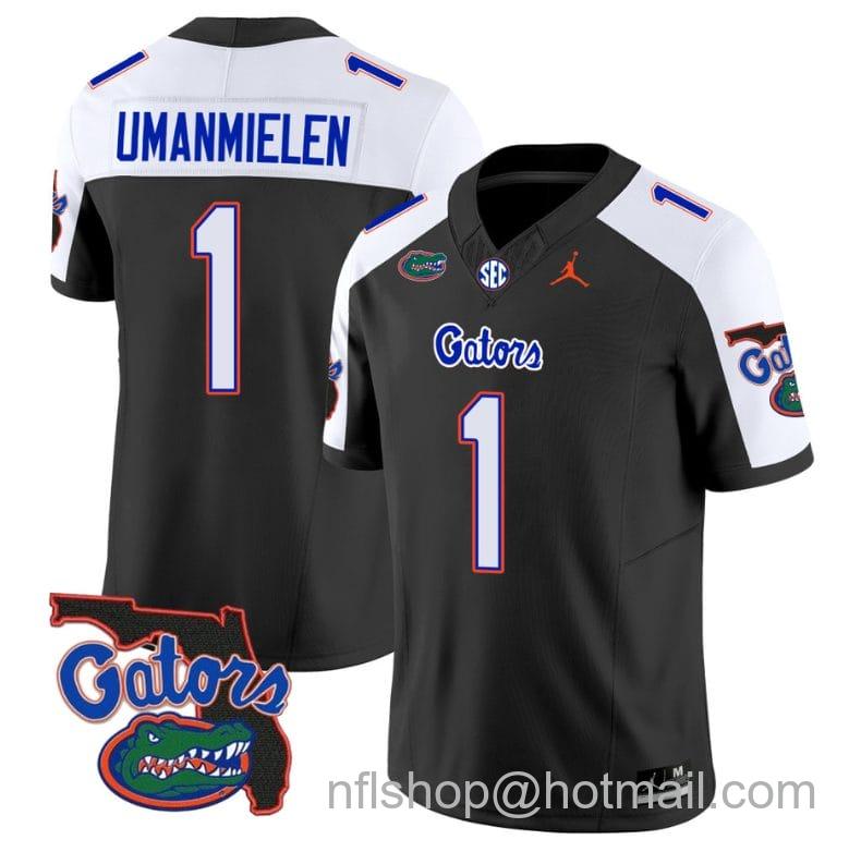 Men's Jordan Brand Princely Umanmielen Jersey #1 Florida Gators Vapor Limited Florida Map College Football Black Alternate