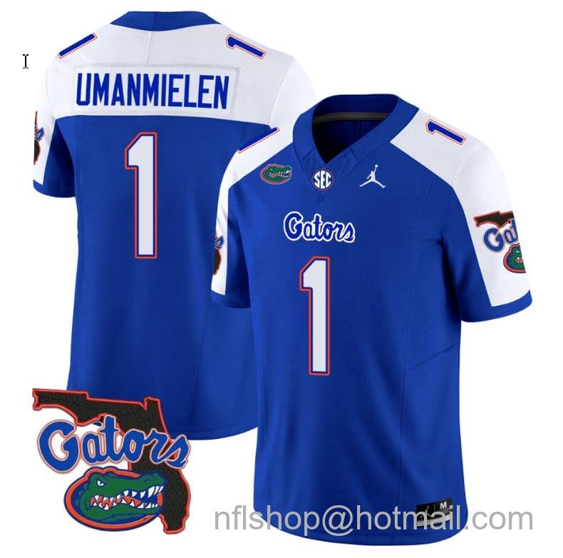 Men's Jordan Brand Princely Umanmielen Jersey #1 Florida Gators Vapor Limited Florida Map College Football Royal Alternate