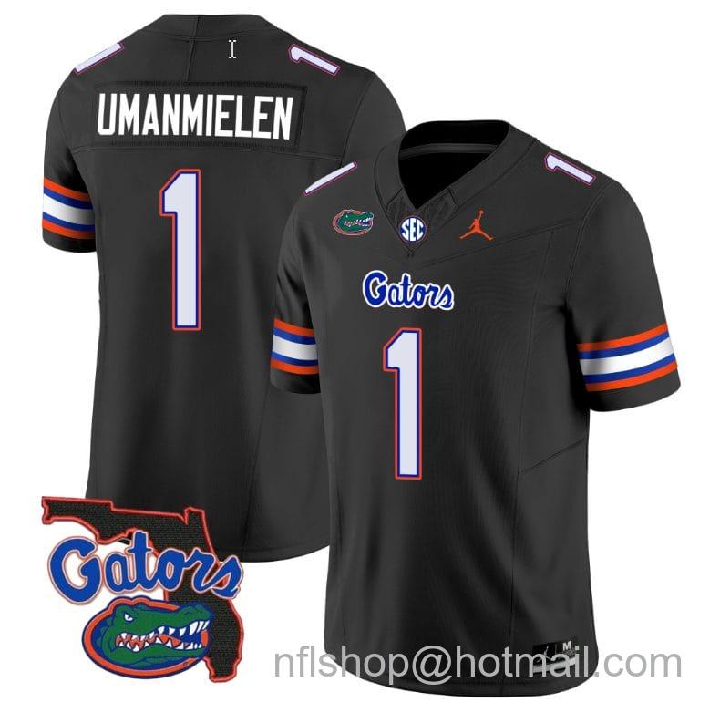 Men's Jordan Brand Princely Umanmielen Jersey #1 Florida Gators Vapor Limited Florida Map College Football Black