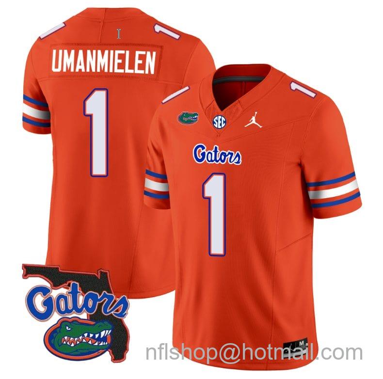 Men's Jordan Brand Princely Umanmielen Jersey #1 Florida Gators Vapor Limited Florida Map College Football Orange