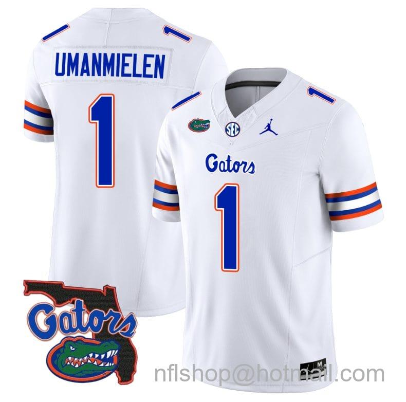 Men's Jordan Brand Princely Umanmielen Jersey #1 Florida Gators Vapor Limited Florida Map College Football White