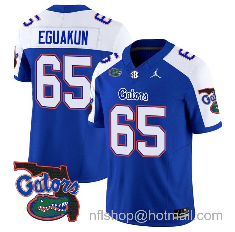 Men's Jordan Brand Kingsley Eguakun Jersey #65 Florida Gators Vapor Limited Florida Map College Football Royal Alternate