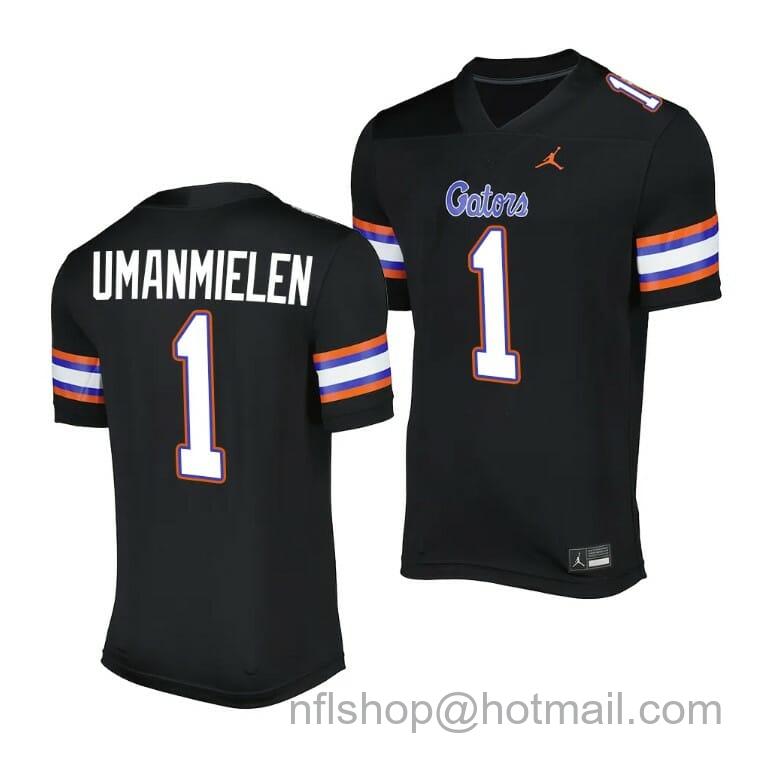 Men's Jordan Brand Florida Gators Princely Umanmielen Jersey #1 Alternate Game Black 2023 Salute To Service Uniform