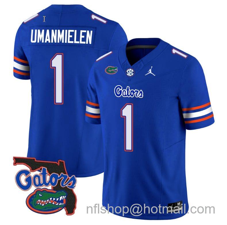 Men's Jordan Brand Princely Umanmielen Jersey #1 Florida Gators Vapor Limited Florida Map College Football Royal