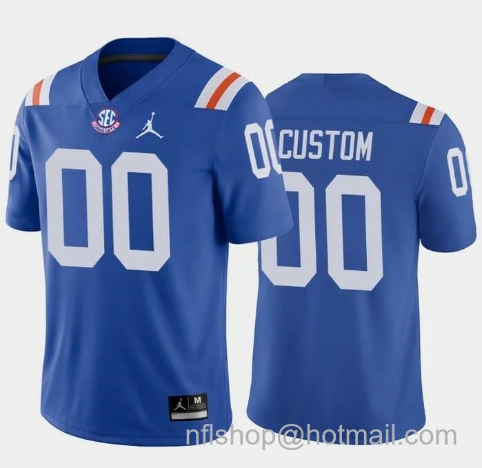 Men's Jordan Brand Florida Gators Custom Jersey Throwback Game Royal College Football