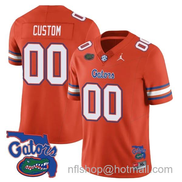 Men's Jordan Brand Custom Florida Gators Jersey Name and Number College Football Orange Limited All Stitched