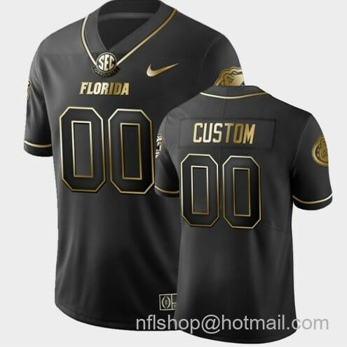 Men's Nike Custom Florida Gators Jersey College Football Black Golden Edition Limited