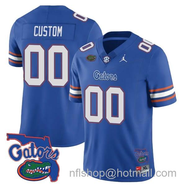 Men's Jordan Brand Custom Florida Gators Jersey Name and Number College Football Royal Limited All Stitched