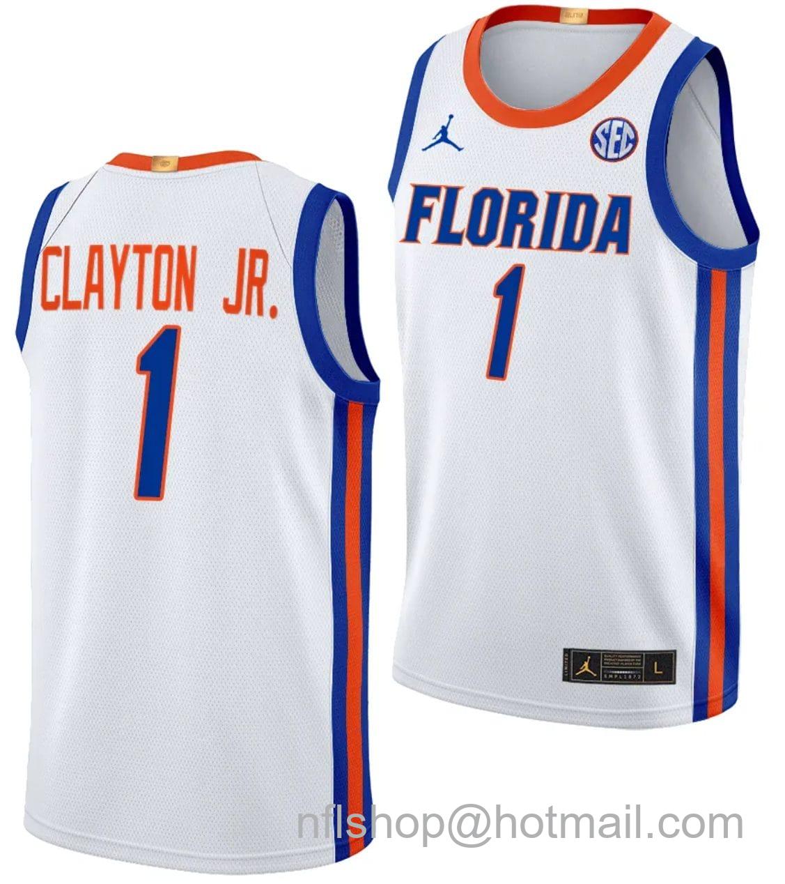 Men's Jordan Brand Walter Clayton Jr Jersey #1 Florida Gators Limited College Basketball 2023-24 Home White