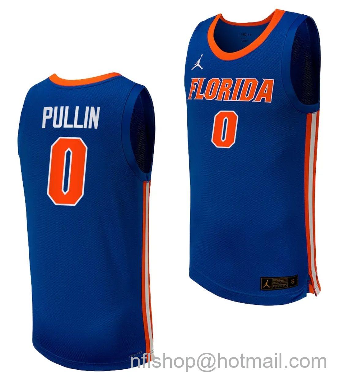 Men's Jordan Brand Zyon Pullin Jersey #0 Florida Gators College Basketball 2023-24 Replica Uniform Royal