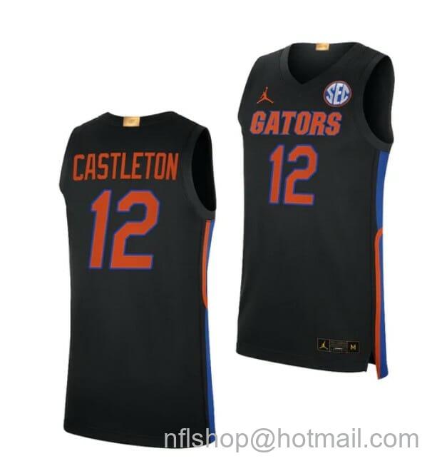 Men's Jordan Brand #12 Colin Castleton Jersey Florida Gators College Basketball Jerseys Black