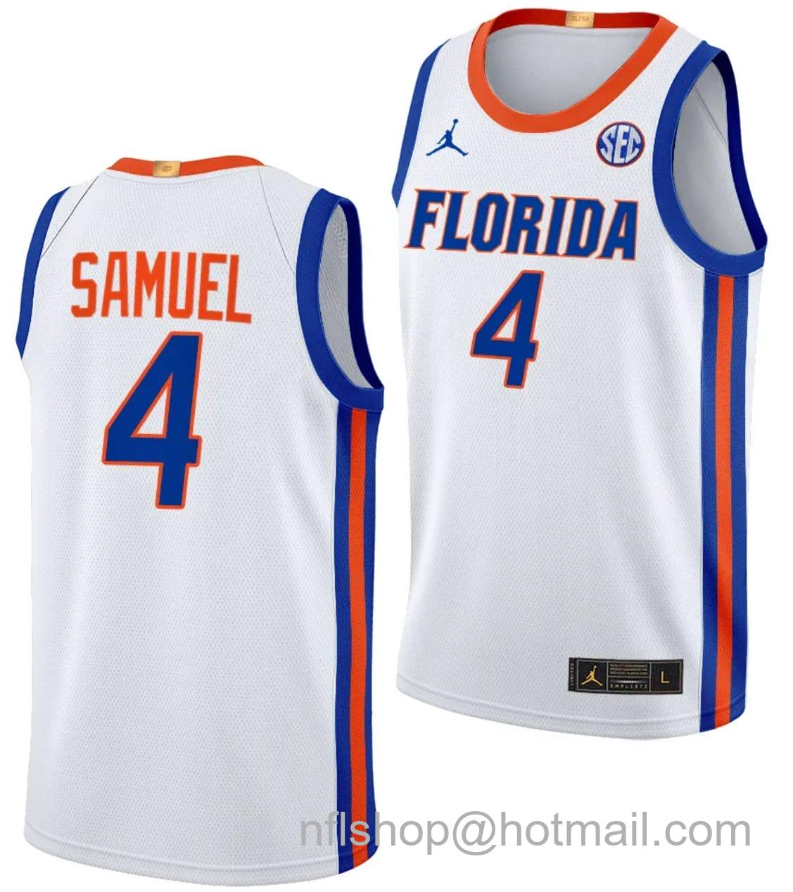 Men's Jordan Brand Tyrese Samuel Jersey #4 Florida Gators Limited College Basketball 2023-24 Home White