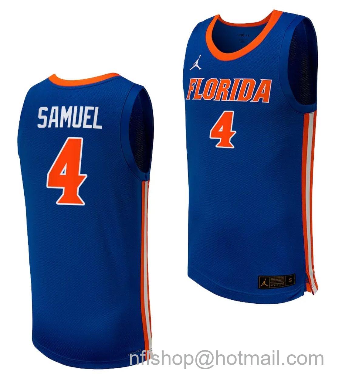 Men's Jordan Brand Tyrese Samuel Jersey #4 Florida Gators College Basketball 2023-24 Replica Uniform Royal