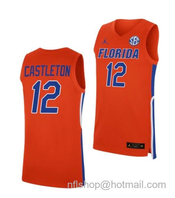 Men's Jordan Brand #12 Colin Castleton Jersey Florida Gators College Basketball Jerseys Orange