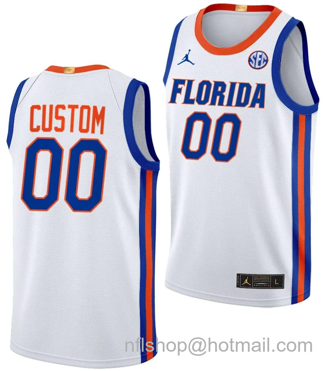 Men's Jordan Brand Custom Florida Gators Jersey Name and Number Limited College Basketball 2023-24 Home White