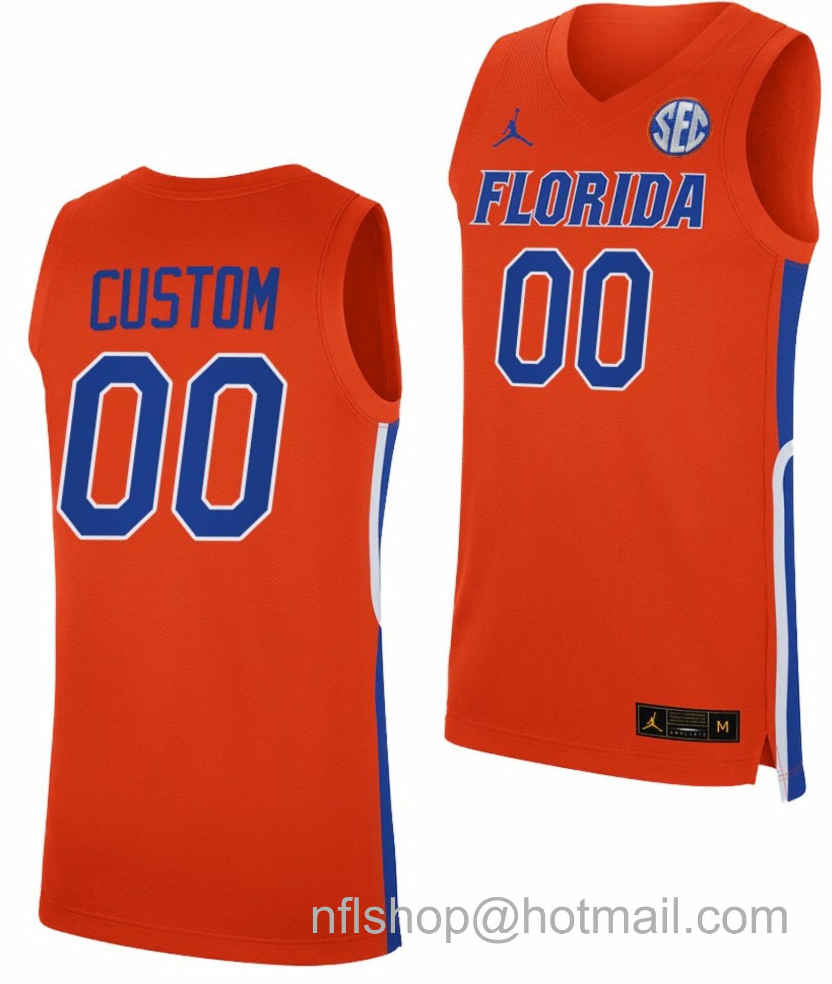 Men's Jordan Brand Custom Florida Gators Jersey Name and Number College Basketball Orange