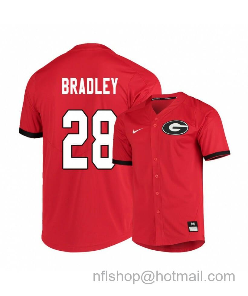 Men's Nike Georgia Bulldogs 28 Tucker Bradley Red Elite College Baseball Jersey