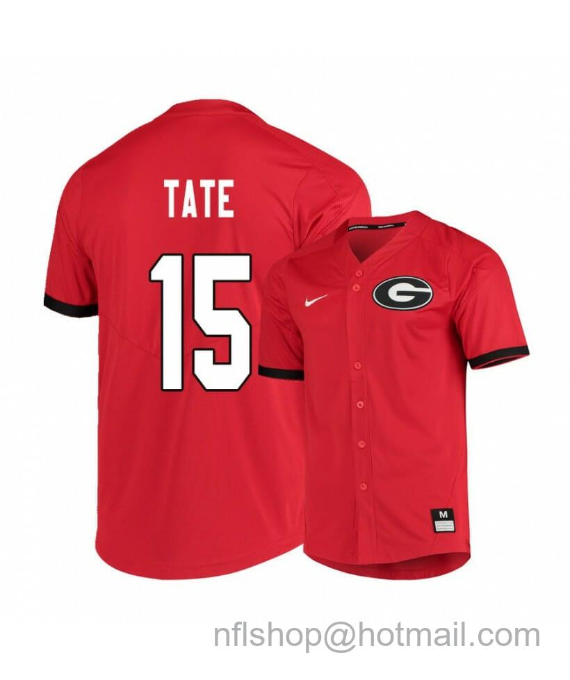 Men's Nike Georgia Bulldogs 15 Cole Tate Red Elite College Baseball Jersey