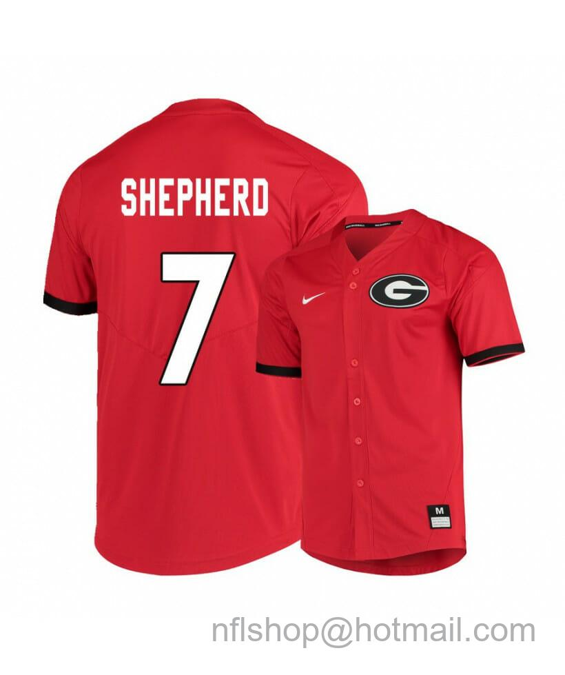 Men's Nike Georgia Bulldogs 7 Cam Shepherd Red Elite College Baseball Jersey