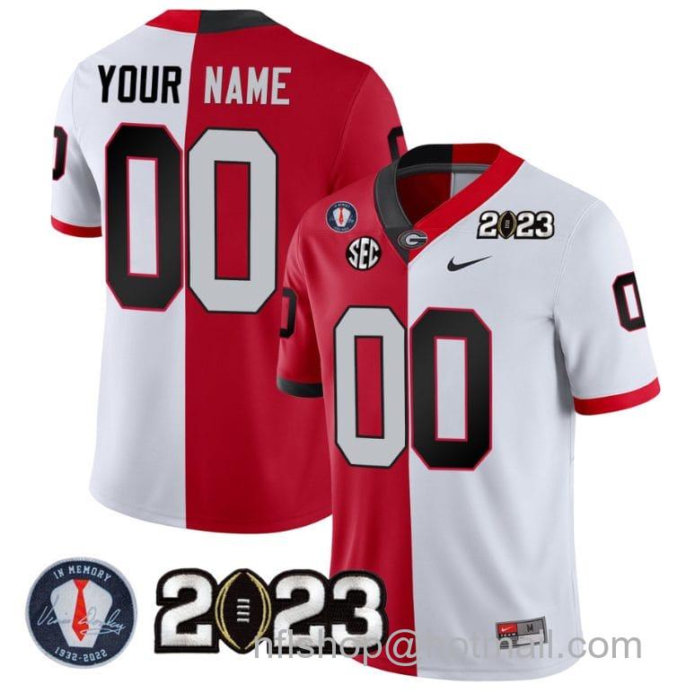 Men's Nike Custom Georgia Bulldogs Jersey Name and Number Football 2023 Vince Dooley Patch Split