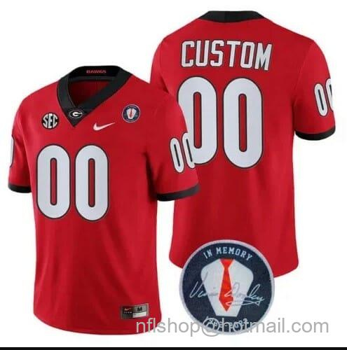 Men's Nike Custom Georgia Bulldogs Jersey Players Jersey Honoring Vince Dooley Patch Red