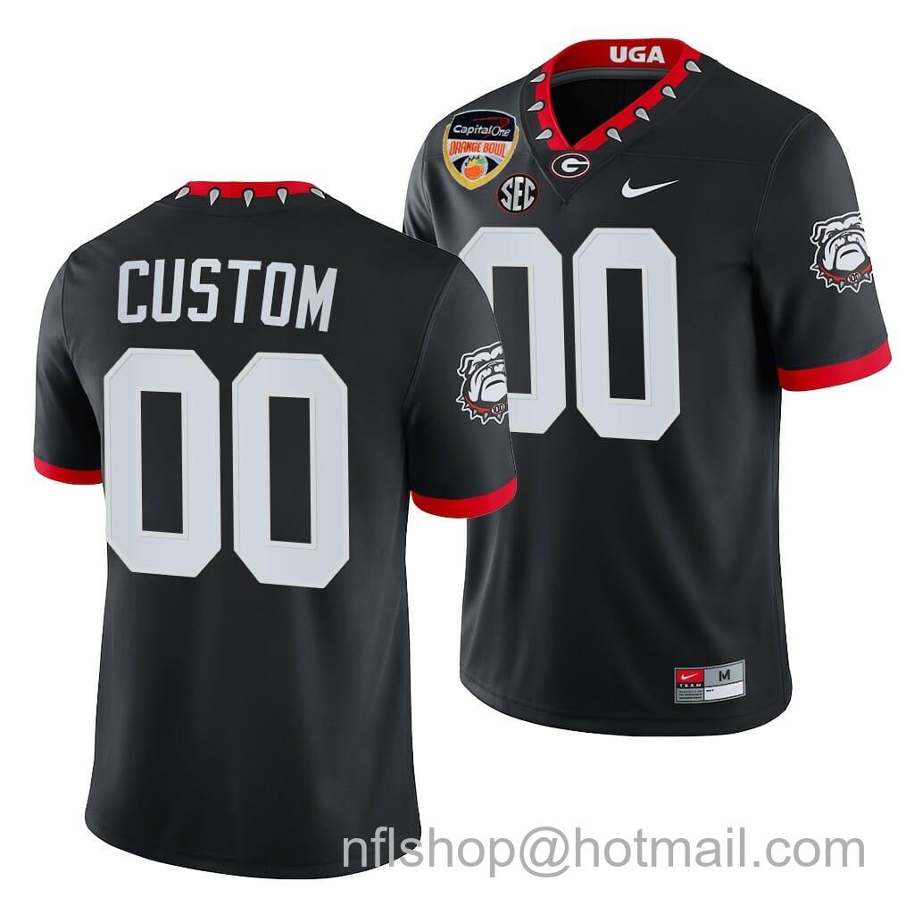 Men's Nike Custom Georgia Bulldog Jersey 2021 Orange Bowl Black College Football Playoff