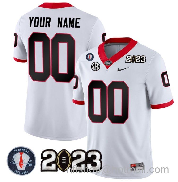 Men's Nike Custom Georgia Bulldogs Jersey Name and Number Football 2023 Vince Dooley Patch Regular White