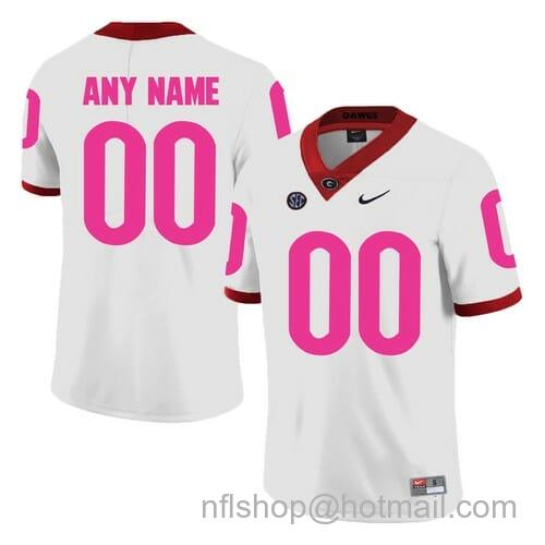 Men's Nike Custom Georgia Bulldogs Football Jersey White Pink College