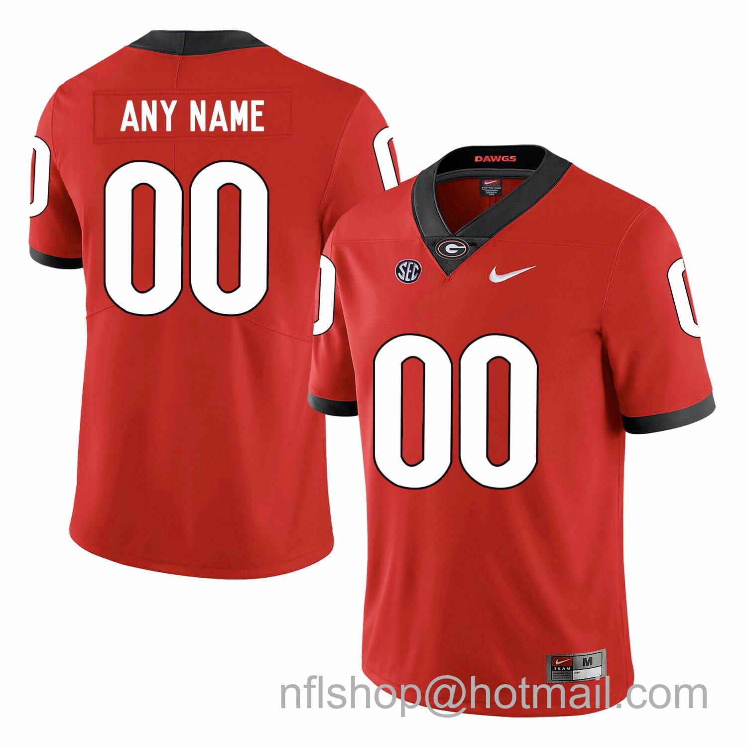 Men's Nike Custom Georgia Bulldogs Jersey Name Number Football Red SEC Patch