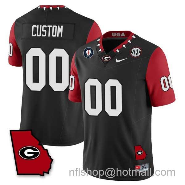 Men's Nike Custom Georgia Bulldogs Jersey Name and Number Color Sleeve All Stitched Black