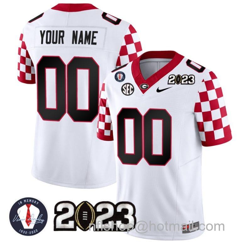 Men's Nike Custom Georgia Bulldogs Jersey Name and Number Football 2023 Vince Dooley Patch White