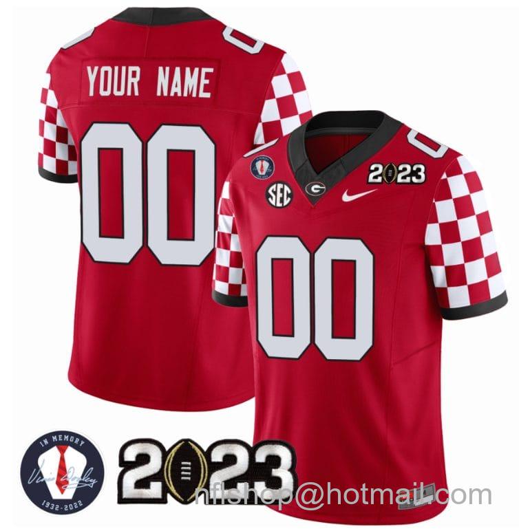 Men's Nike Custom Georgia Bulldogs Jersey Name and Number Football 2023 Vince Dooley Patch Red