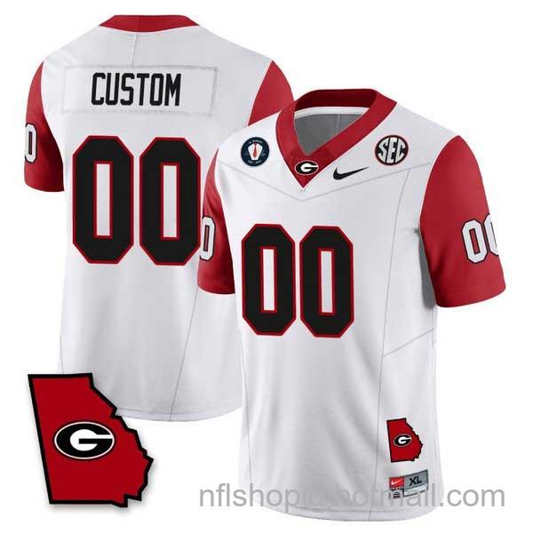 Men's Nike Custom Georgia Bulldogs Jersey Name and Number Color Sleeve All Stitched White