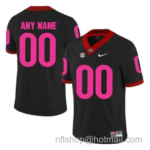 Men's Nike Georgia Bulldogs Custom Jersey Black Pink College Football