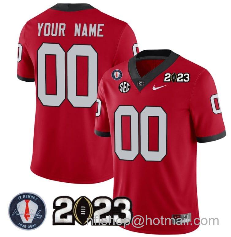 Men's Nike Custom Georgia Bulldogs Jersey Name and Number Football 2023 Vince Dooley Patch Regular Red