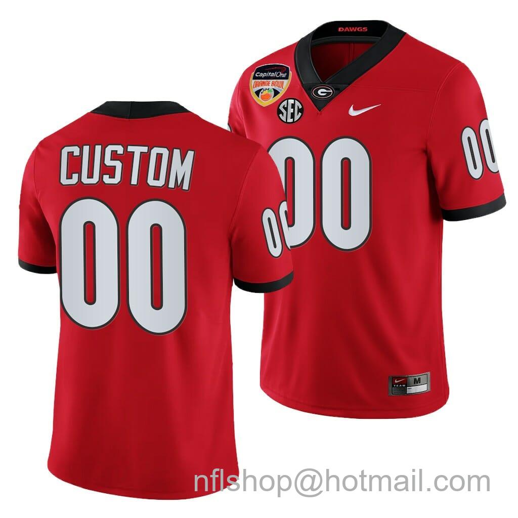 Men's Nike Georgia Bulldogs Jersey Custom 2021 Orange Bowl Red College Football