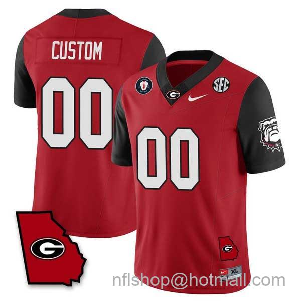 Men's Nike Custom Georgia Bulldogs Jersey Name and Number Color Sleeve All Stitched Red