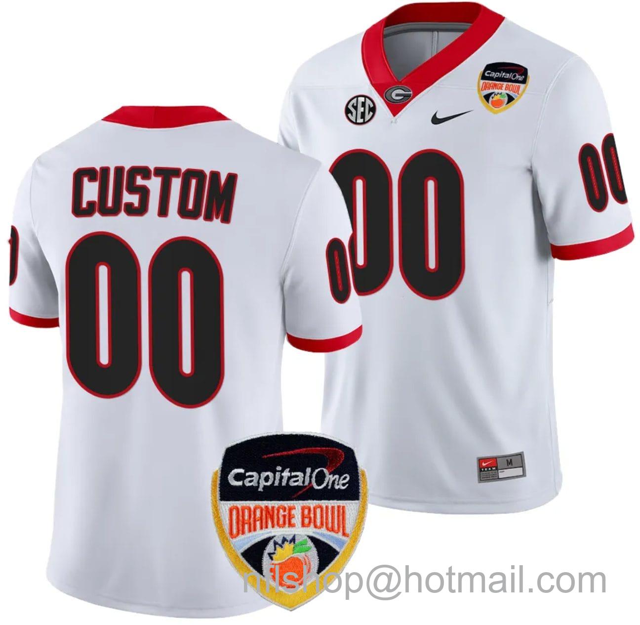 Men's Nike Custom Georgia Bulldogs Jersey Name and Number Orange Bowl Patch 2023 College Football White