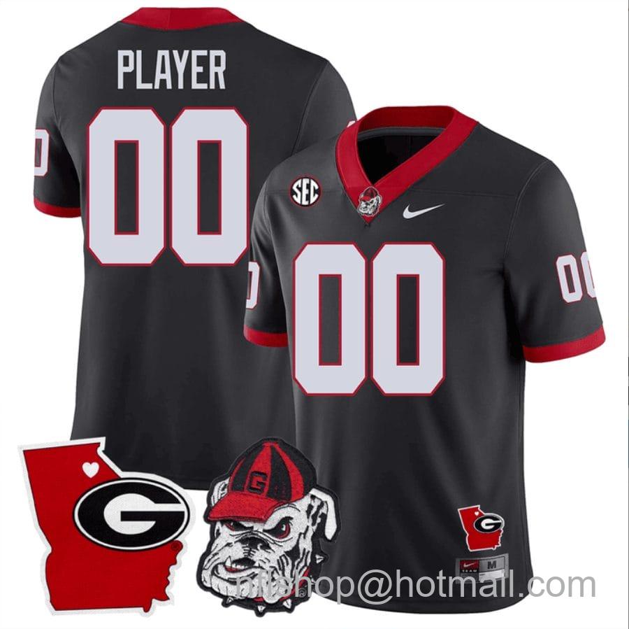 Men's Nike Custom Georgia Bulldogs Jersey Name and Number Georgia State Map College Football Stitched Black