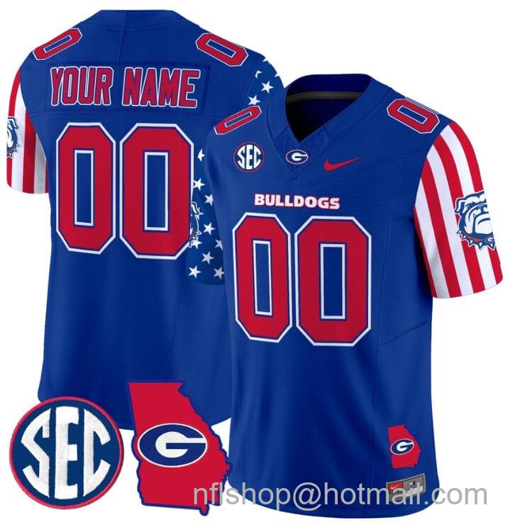 Men's Nike Custom Georgia Bulldogs Jersey Name and Number American Style Vapor Limited Football Stitched Royal