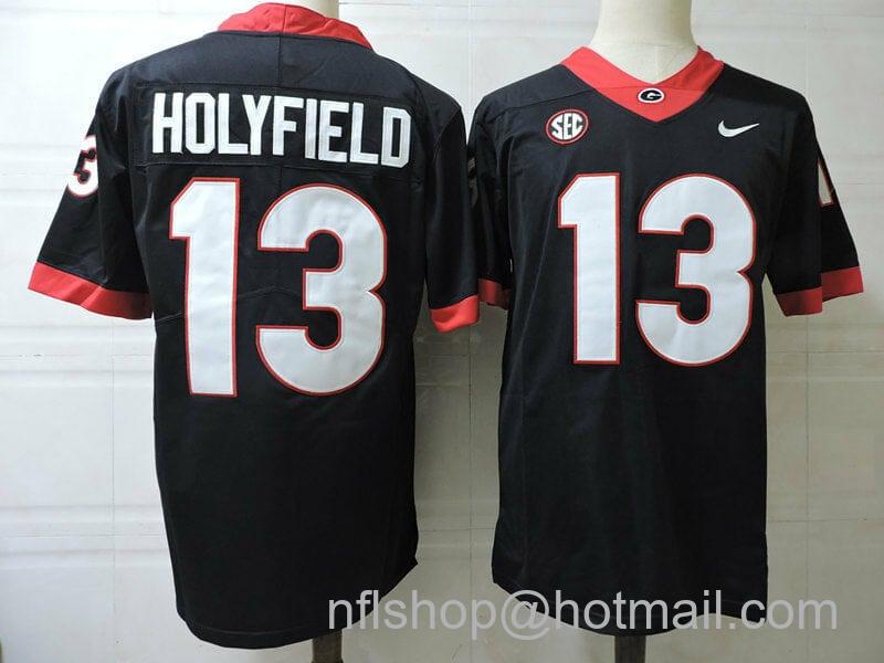 Men's Nike Georgia Bulldogs Elijah Holyfield Jersey #13 College Football Game Black