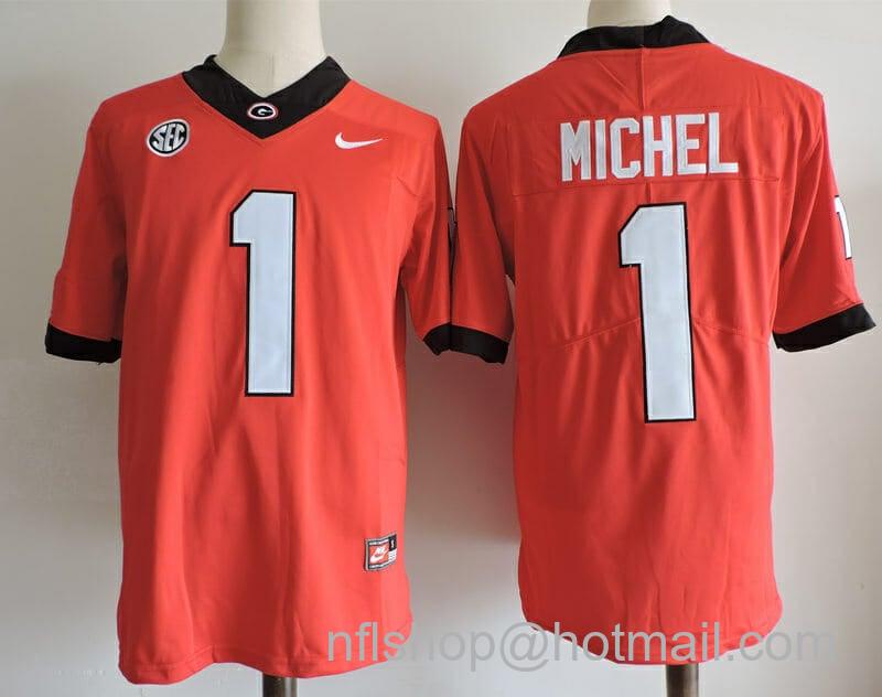 Men's Nike Georgia Bulldogs #1 Sony Michel College Football Jersey