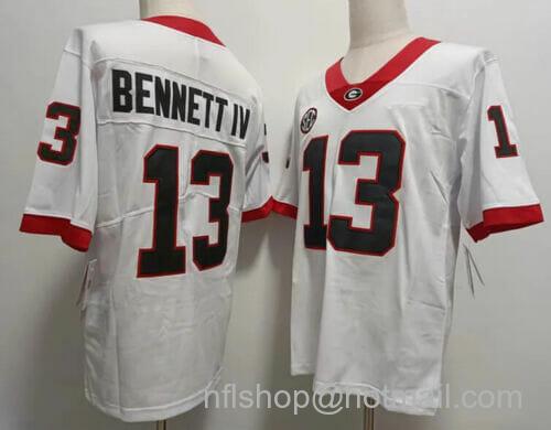 Men's Nike Stetson Bennett IV UGA Jersey #13 Football White