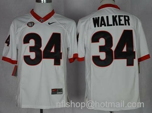 Men's Nike Georgia Bulldogs #34 Herschel Walker White SEC Patch Limited Stitched Jersey