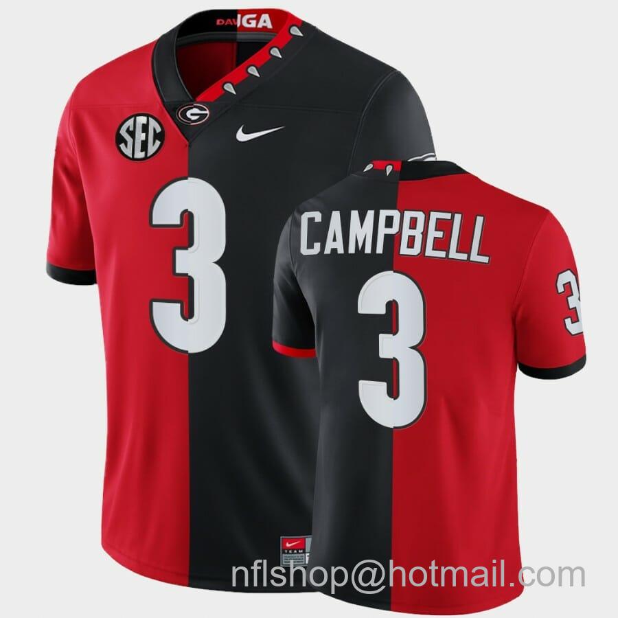 Men's Nike Georgia Bulldogs #3 Tyson Campbell Red Black Split Edition 100th Season Alumni Jersey