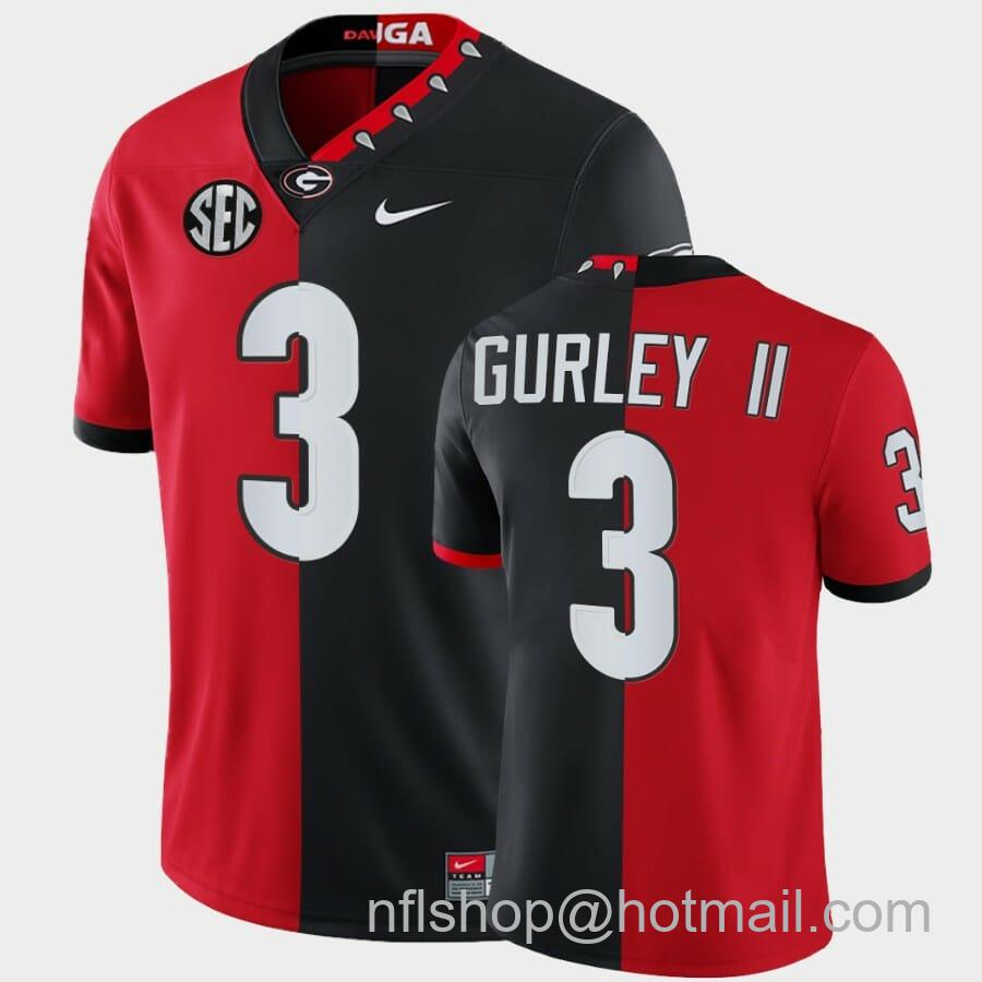 Men's Nike Georgia Bulldogs #3 Todd Gurley II Red Black Split Edition 100th Season Alumni Jersey