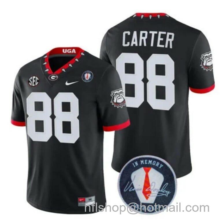 Men's Nike Georgia Bulldogs Jalen Carter Jersey #88 Honoring Vince Dooley Patch All Stitched Black