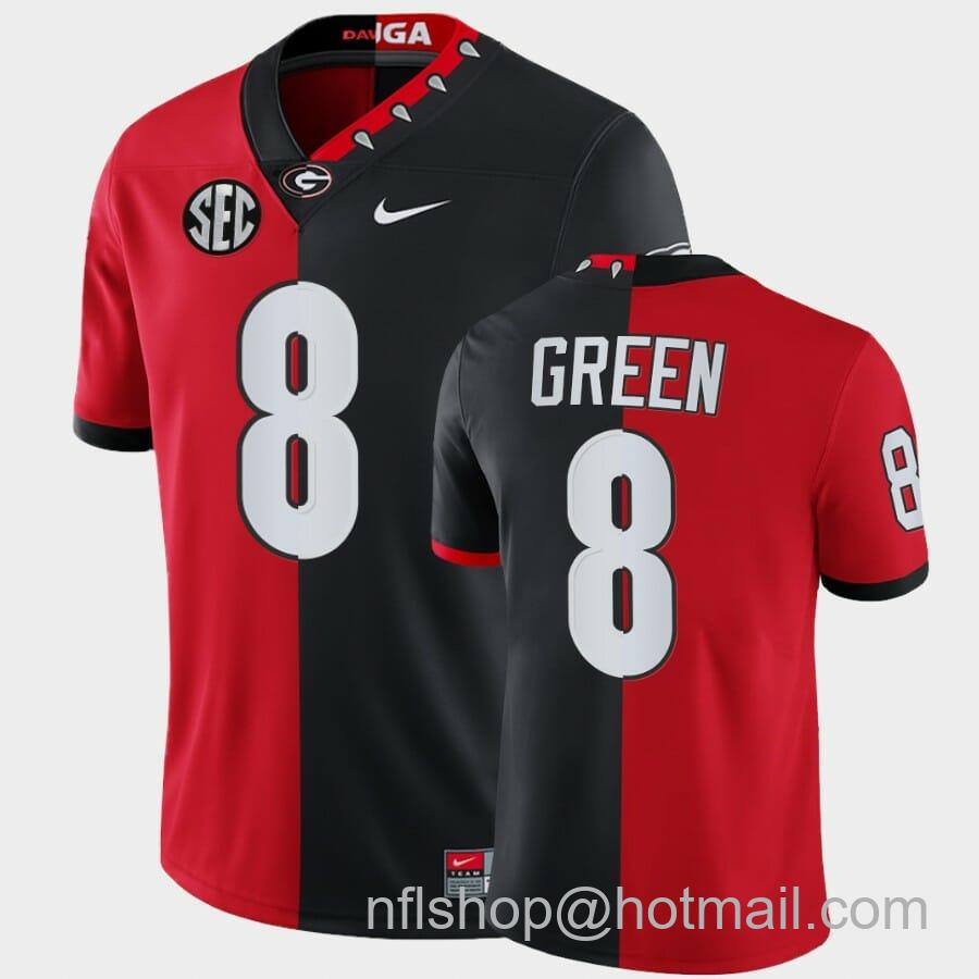 Men's Nike Georgia Bulldogs #8 A.J. Green Red Black Split Edition 100th Season Alumni Jersey